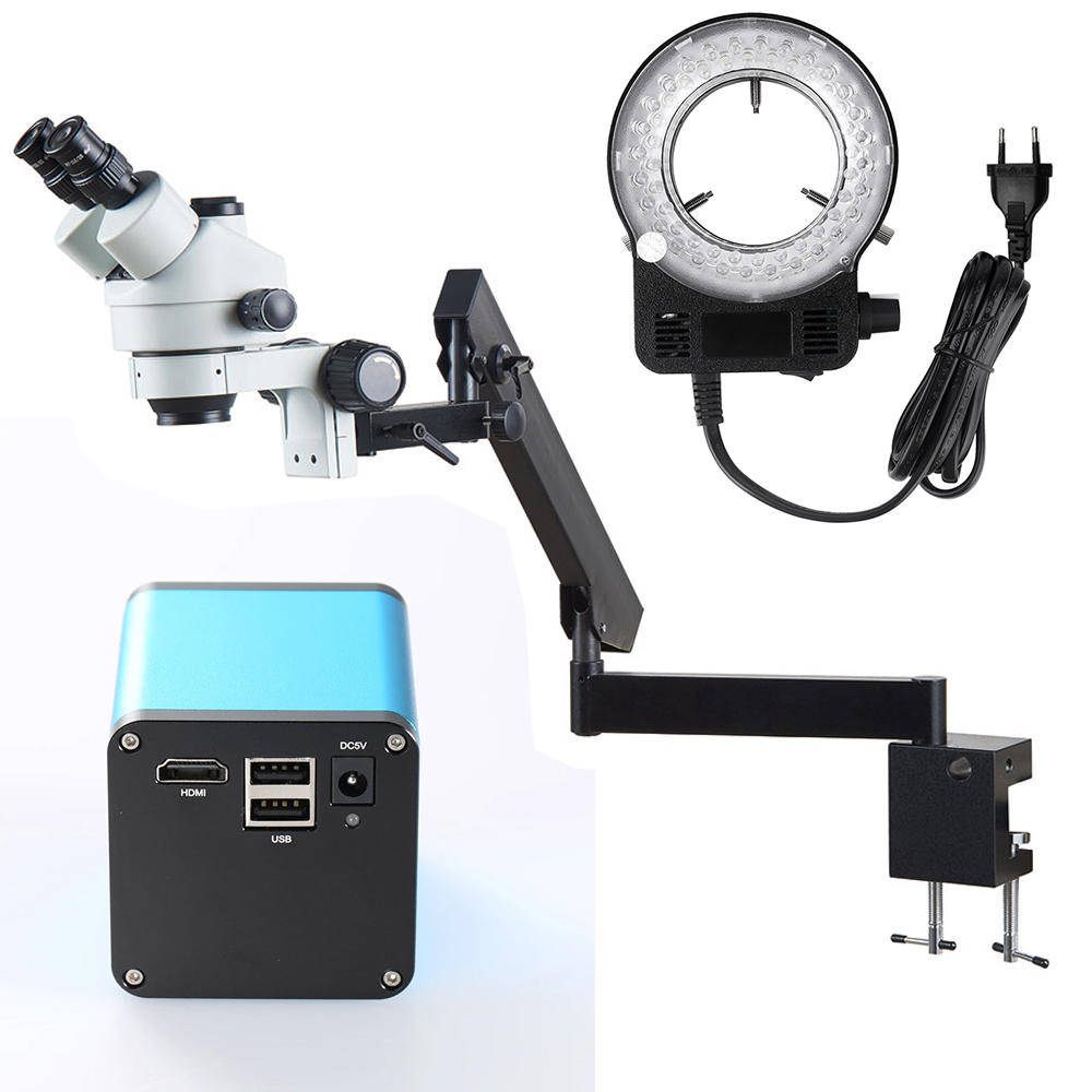 Trinocular Stereo Microscope 7X-45X - 조절 가능한 관절식 암 접이식 조인트